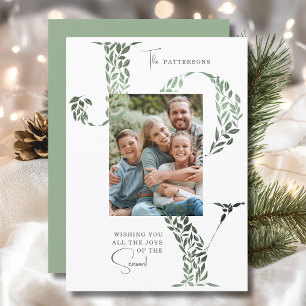 Cartão De Festividades Joy Elegant Christmas Floral Typoographic Photo
