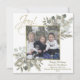 Cartão De Festividades Joy! Elegant Sage & Gold Winter Greenery w/ Photo (Frente)