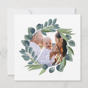 Cartão De Festividades Joy Elegant Watercolor Winter Foliage Wreath Photo