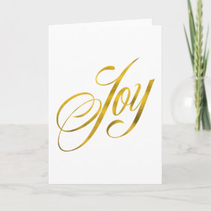 Cartão De Festividades Joy Faux Gold Foil Christmas Script Lettering Text