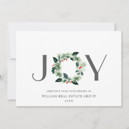 Cartão De Festividades JOY Fesly Holly Berry Wreath Natal Saudação