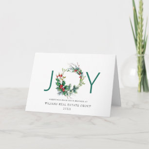 Cartão De Festividades JOY Fesly Holly Berry Wreath Natal Saudação