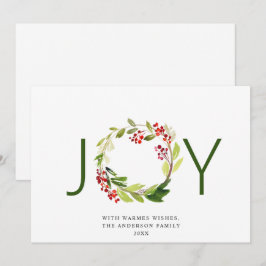 Cartão De Festividades JOY Fesly Holly Berry Wreath Natal Saudação