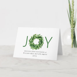 Cartão De Festividades JOY Festive Pine Branch Wreath Christmas Holiday
