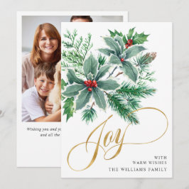 Cartão De Festividades JOY Galho de Berry de Natal Saudação FOTO