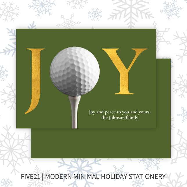 Cartão De Festividades Joy Golf Moderno e Natal Verde (Criador carregado)