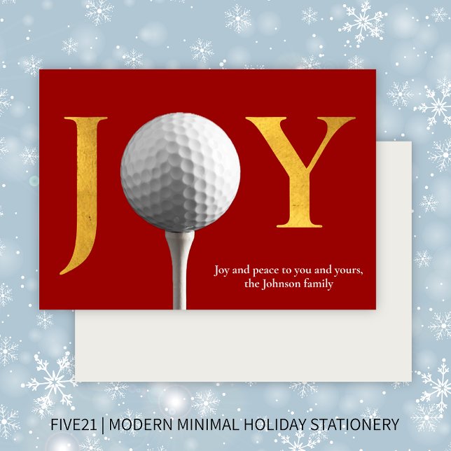 Cartão De Festividades Joy Golf Moderno e Natal Vermelho da Paz (Criador carregado)