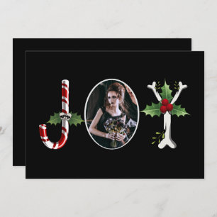 Cartão De Festividades Joy Gothic Christmas One Photo Holiday Card