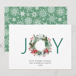 Cartão De Festividades JOY Grinalda de Azevinho Festivo Saudação de Natal