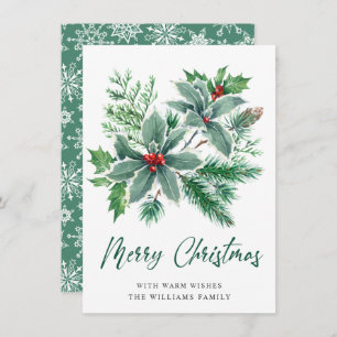 Cartão De Festividades JOY Holly Berry Filial Saudação de Natal