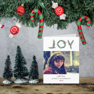 Cartão De Festividades "Joy" Holly Branches Foto Natal