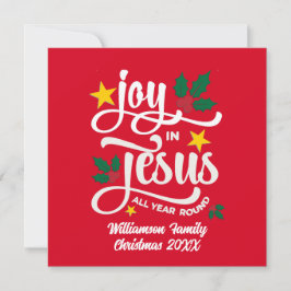 Cartão De Festividades Joy in Jesus Christian Christmas Family Name