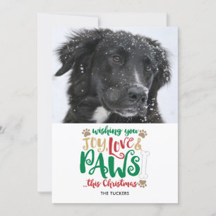 Cartão De Festividades Joy Love Paws Foto de Natal do Cão