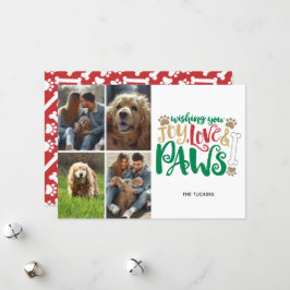Cartão De Festividades Joy Love Paws Peace Photo Red 4-Photo