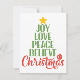 Cartão De Festividades Joy, Love, Peace, Acredite, Café da Árvore de Nata
