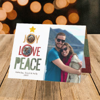 Joy Love Peace Rustic 3 Photo Christmas Tree