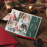 Cartão De Festividades JOY Modern 4 Photo Collage Feliz Natal<br><div class="desc">Espalhe a JOY nesta temporada de Férias com estes Cartões de natal de Natal modernos. Design apresenta uma colagem de 4 fotos, um bloco verde festivo com texto branco elegante - JOY, nome da família e ano. Ao contrário, você pode personalizar sua própria mensagem de desejo de natal e seu...</div>