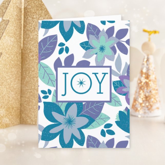 Cartão De Festividades Joy Modern Botânica Floral Natal (Criador carregado)