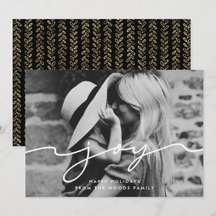 Cartão De Festividades Joy Modern Foto de Natal manuscrita