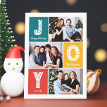 Cartão De Festividades JOY Modern Happy Holidays 3 Photo Collage<br><div class="desc">Envie seus desejos de Natal com estes Cartões com fotos de Férias que apresentam o Layout Moderno e as Cores para realçar sua mensagem de saudação.</div>