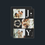 Cartão De Festividades Joy Na moda Modern Photo Collage | Natal Negro<br><div class="desc">Este moderno Cartão de Férias de Natal combina designs elegantes e em tendência com a beleza eterno do verde-escuro da floresta. Inspirado nos estilos escandinavo e nórdico, é perfeito para criar uma vibração agradável e moderna. Com um design na moda moderno, é o modelo perfeito para mostrar sua foto de...</div>