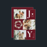 Cartão De Festividades Joy Na moda Modern Photo Collage | Natal Vermelho<br><div class="desc">Este moderno Cartão de Férias de Natal combina designs elegantes e em tendência com a beleza eterno do verde-escuro da floresta. Inspirado nos estilos escandinavo e nórdico, é perfeito para criar uma vibração agradável e moderna. Com um design na moda moderno, é o modelo perfeito para mostrar sua foto de...</div>