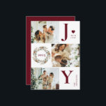 Cartão De Festividades Joy Na moda Modern Photo Collage | Natal Vermelho<br><div class="desc">Este moderno Cartão de Férias de Natal combina designs elegantes e em tendência com a beleza eterno do verde-escuro da floresta. Inspirado nos estilos escandinavo e nórdico, é perfeito para criar uma vibração agradável e moderna. Com um design na moda moderno, é o modelo perfeito para mostrar sua foto de...</div>