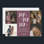 Cartão De Festividades Joy Newlywn Photo Collage Red Holly Natal<br><div class="desc">Cartão de saudação de colagem de fotos de Natal em nosso design de "Joy Joy" vermelho e branco. Personalize com quatro de suas fotos favoritas do ano, sua saudação, seu sobrenome e o ano. Se precisar de ajuda com as suas fotos ou o modelo, sinta-se à vontade para entrar em...</div>