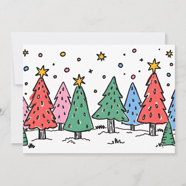 Cartão De Festividades Joy of Christmas Doodle Art Style (Frente)
