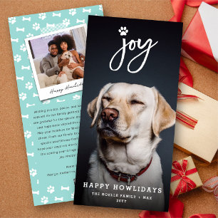 Cartão De Festividades Joy Paw Imprime Pincel Script Dog Pet Foto Lover
