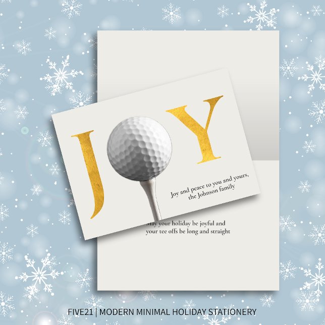Cartão De Festividades Joy & Peace Golf Modern Folheou o Natal (Criador carregado)