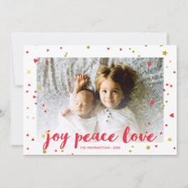 Cartão De Festividades Joy Peace Love | Corações e Estrelas | Foto de Nat