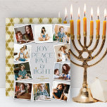 Cartão De Festividades Joy Peace Love & Light Hanukkah 10 Foto instantâne<br><div class="desc">Joy, Peace, Love & Light Com Estrela De David, 10 Cartão de Feriado de Hanukkah, Colagem Instantânea De Fotos. A saudação e o plano de fundo podem ser alterados para qualquer cor de sua escolha. Arte projetada / original por gordura*fa*estanho. Fácil de personalizar com sua própria mensagem de texto, nome,...</div>