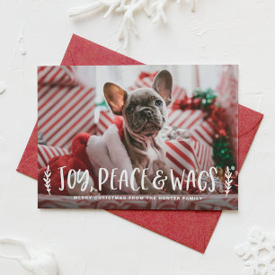 Cartão De Festividades Joy Peach Wags Lettering Dog Photo