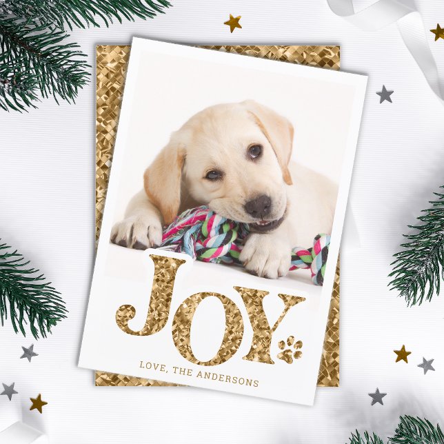 Cartão De Festividades JOY Personalizado Pet Foto Dourada Pw Cão Impresso (Criador carregado)