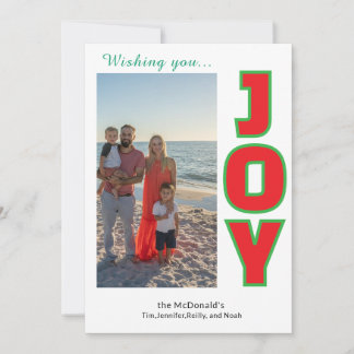 Cartão De Festividades Joy Personalized Photo Collage Holiday Card