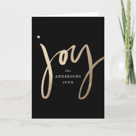 Cartão De Festividades Joy Preto com Letra Moderna e Dourada Não Foto