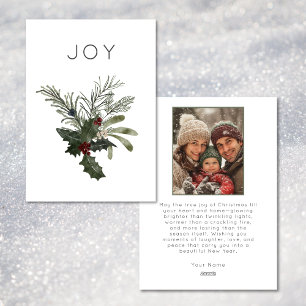 Cartão De Festividades Joy Rustic Foto Mínima Greenery