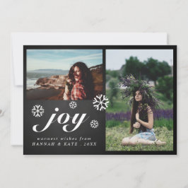 Cartão De Festividades Joy Script Chalkboard Christmas Snowflakes Foto