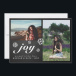 Cartão De Festividades Joy Script Chalkboard Christmas Snowflakes Foto<br><div class="desc">Joy Script Chalkboard Christmas Snowflakes Duas Fotografias</div>