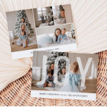 Cartão De Festividades Joy Script Photo Collage Natal<br><div class="desc">Esta placa lisa de alegria de dois lados do Natal apresenta a tipografia moderna da escrita e a colagem de 4 fotos no verso. Insira suas fotos favoritas,  adicione um toque pessoal com sua própria mensagem sincera e personalize-a de acordo com seu gosto. Fotos de prostooleh / Freepik.</div>