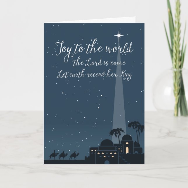 Cartão De Festividades Joy to the World Bethlehem Christmas Card (Frente)