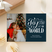 Joy to the World Blue Calliografia Photo Modern