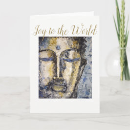 Cartão De Festividades Joy to the World Buddha Watercolor Holiday Card