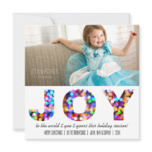 Joy to the World Colorful Sparkly Holiday Photo