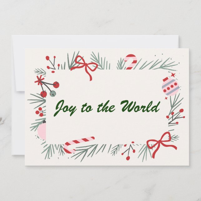 Cartão De Festividades Joy to the World Elegant Christian Christmas Card (Frente)