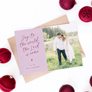 Cartão De Festividades Joy to the World Handwriting Religious Christmas