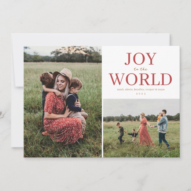 Cartão De Festividades Joy to the World Holiday Photo Collage (Frente)