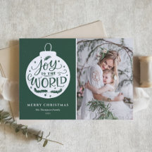 Joy To The World Lettering Green Christmas Photo