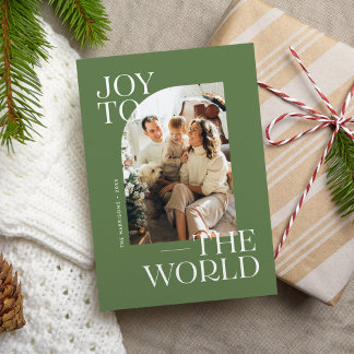Cartão De Festividades Joy to the World Modern Type Christmas Photo